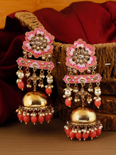 earrings - Bling Bag Coral Fulwari Jhumki Earrings