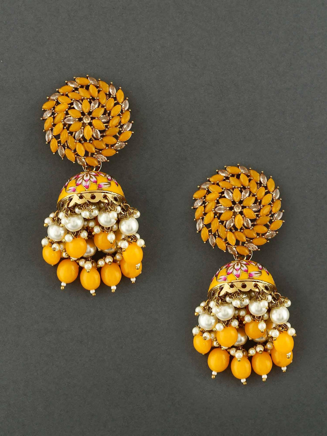 earrings - Bling Bag Mustard Jessi Jhumki Earrings