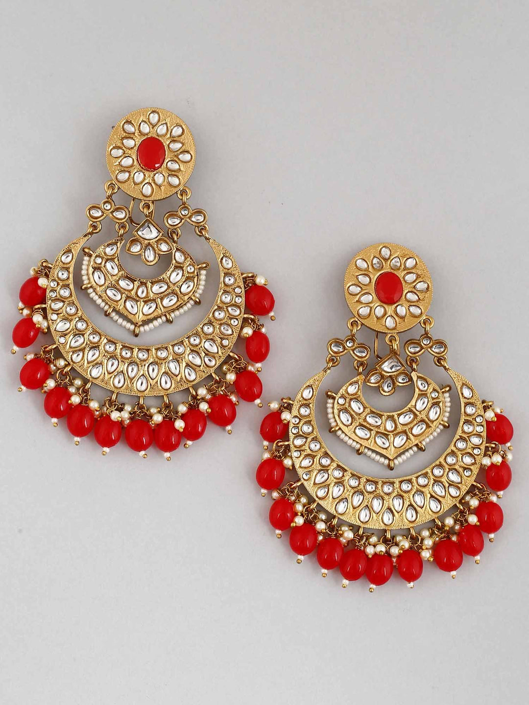 earrings - Bling Bag Red Bhoomi Chaandbali Earrings