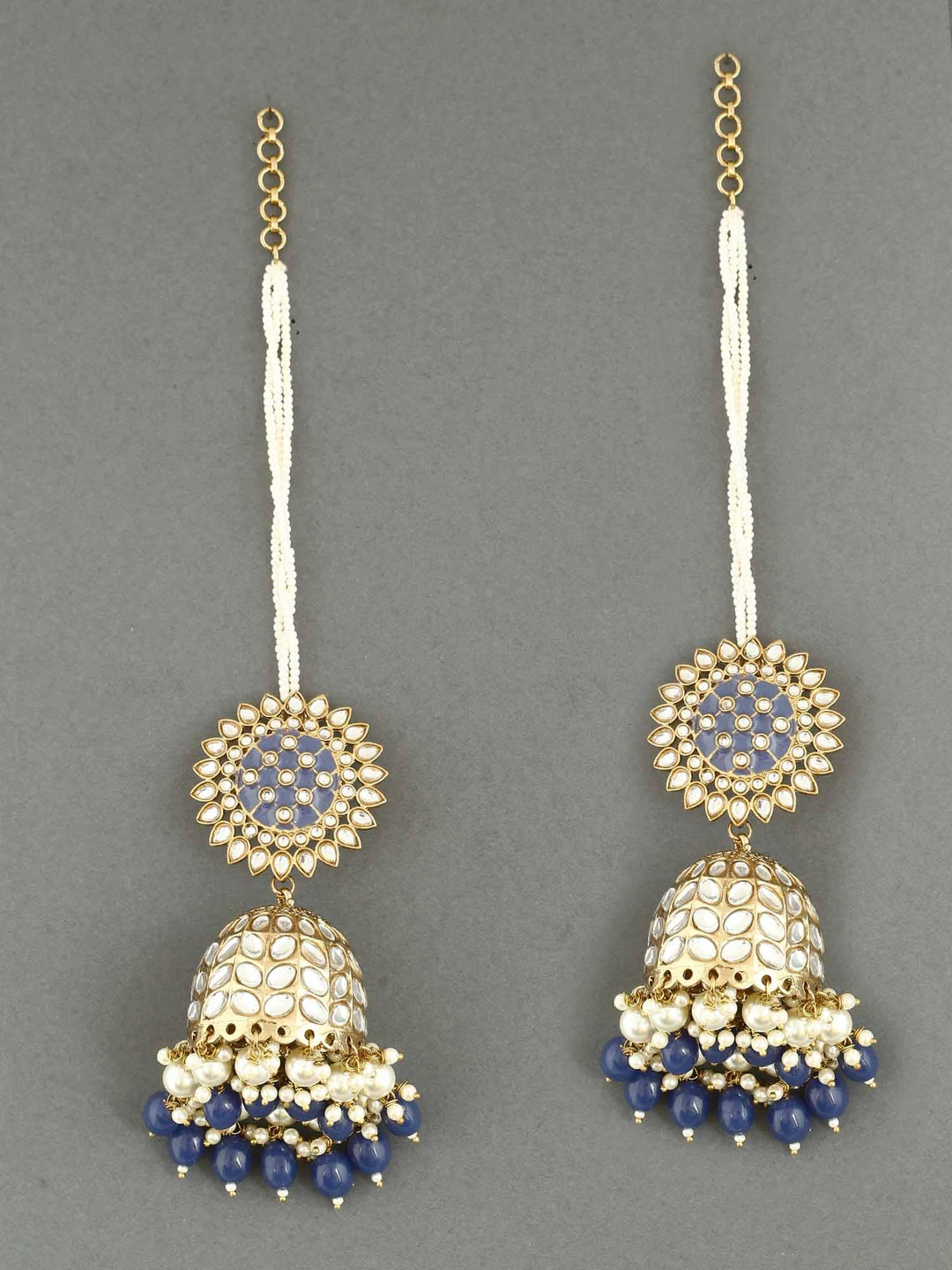 earrings - Bling Bag Navy Maharani Sahara Jhumkis