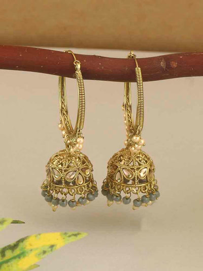 earrings - Bling Bag Grey Vidyanshi Jhumki Earrings