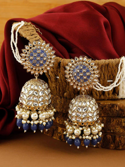 earrings - Bling Bag Navy Maharani Sahara Jhumkis