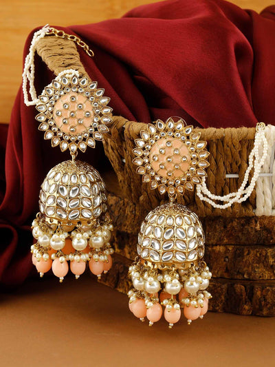 earrings - Bling Bag Peach Maharani Sahara Jhumkis