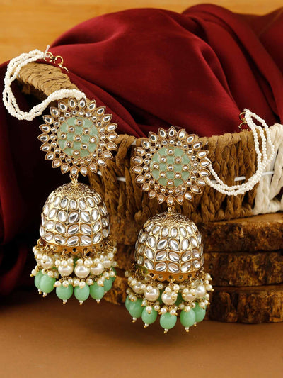 earrings - Bling Bag Mint Maharani Sahara Jhumkis