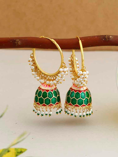 earrings - Bling Bag Emerald Aatmika Jhumki Earrings