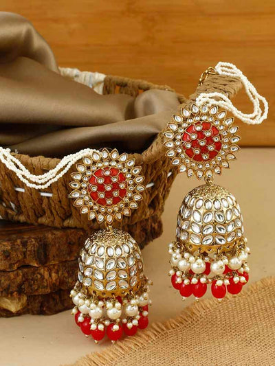 earrings - Bling Bag Red Maharani Sahara Jhumkis