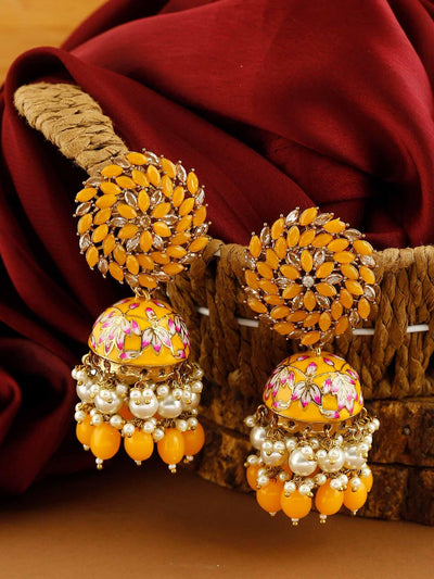 earrings - Bling Bag Mustard Jessi Jhumki Earrings