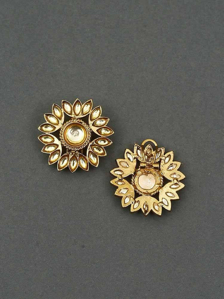 earrings - Bling Bag Golden Sunflower Kundan Studs