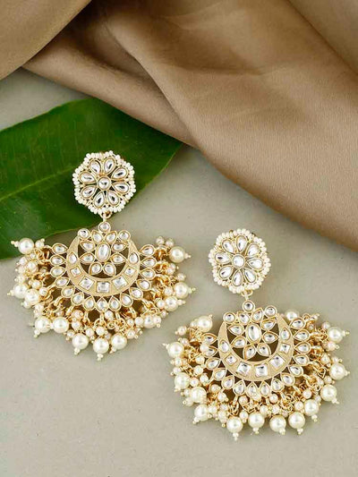 earrings - Bling Bag Golden Nimisha Chaandbali Earrings