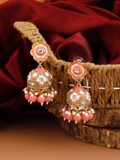 earrings - Bling Bag Coral Magone Jhumki Earrings