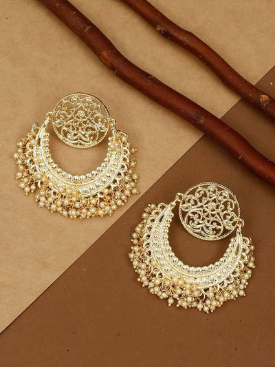 earrings - Bling Bag Golden Maahi Chaandbali Earrings