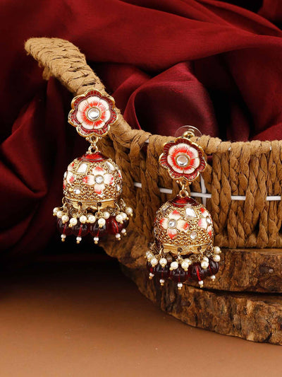 earrings - Bling Bag Maroon Magone Jhumki Earrings