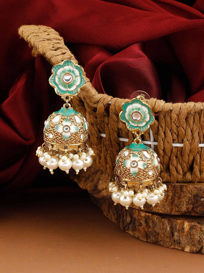 earrings - Bling Bag Neon Mint Magone Jhumki Earrings