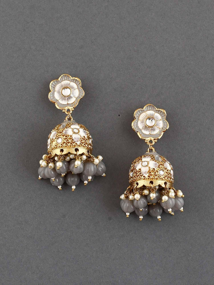 earrings - Bling Bag Grey Magone Jhumki Earrings