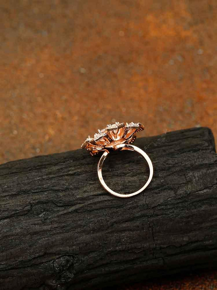 rings - Bling Bag Rose Gold Lotus Zirconia Ring