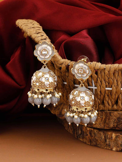 earrings - Bling Bag Grey Magone Jhumki Earrings