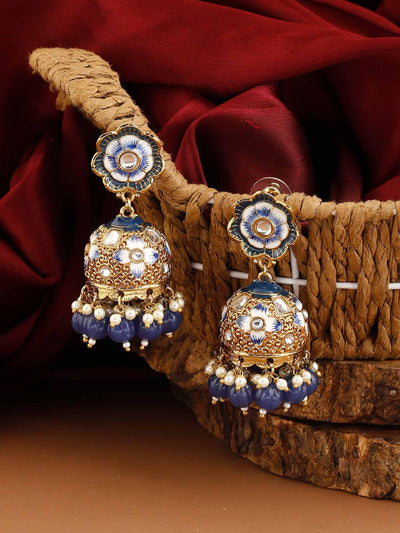 earrings - Bling Bag Navy Magone Jhumki Earrings