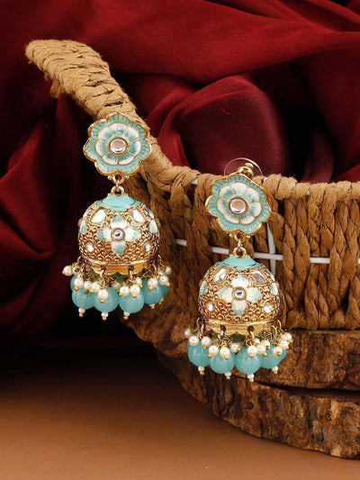 earrings - Bling Bag Turquoise Magone Jhumki Earrings