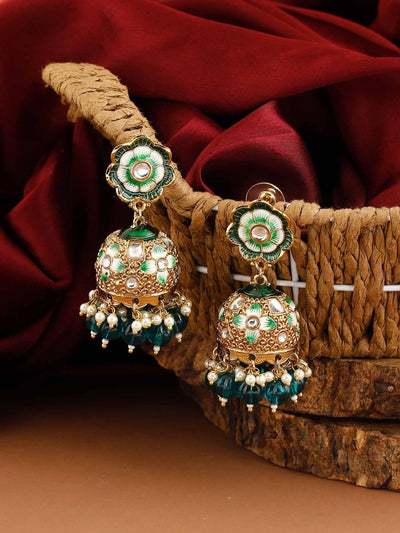 earrings - Bling Bag Emerald Magone Jhumki Earrings