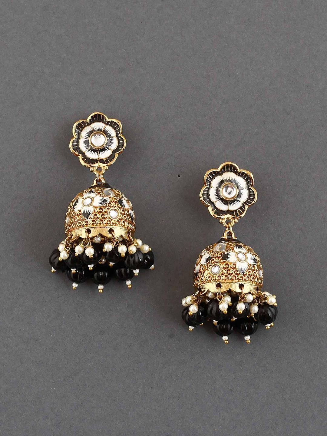 earrings - Bling Bag Jet Magone Jhumki Earrings