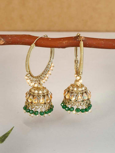 earrings - Bling Bag Emerald Kartik Jhumki Earrings