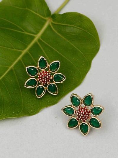 earrings - Bling Bag Emerald Red Sudiksha Studs