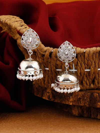 earrings - Bling Bag Silver Chanlina Jhumki Earrings