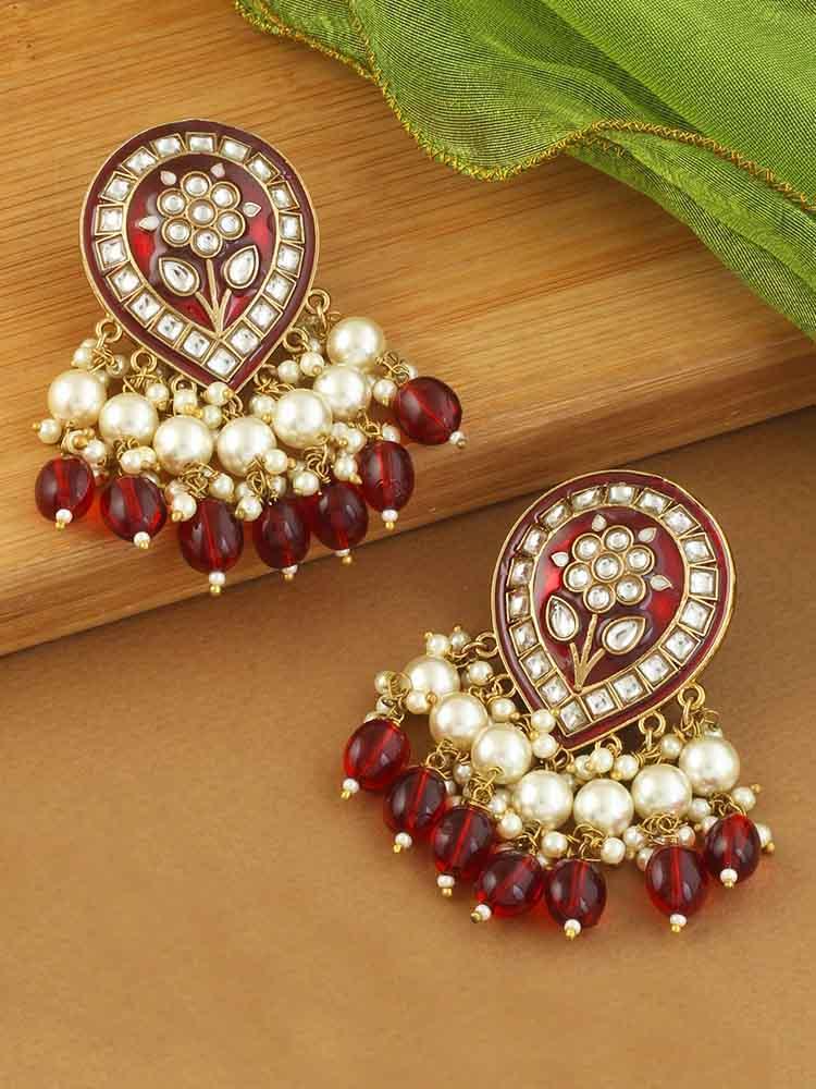 Maroon Charmi Designer Earrings - Bling Bag