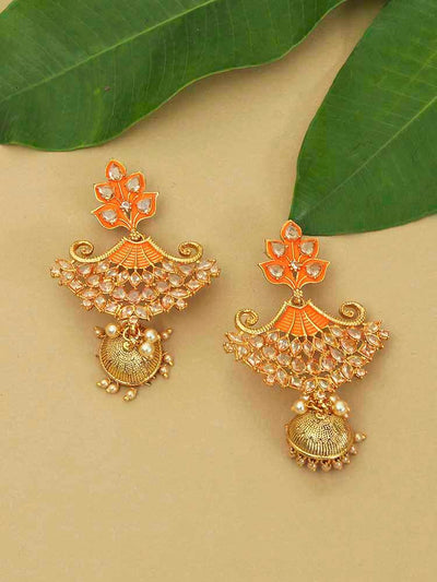 earrings - Bling Bag Orange Divisha Jhumki Earrings