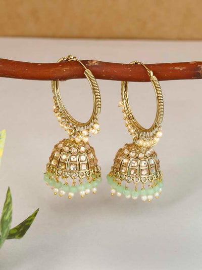 earrings - Bling Bag Mint Pushpa Jhumki Earrings