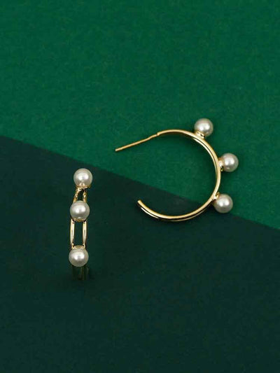 earrings - Bling Bag Ekanta Golden Pearls Hoops