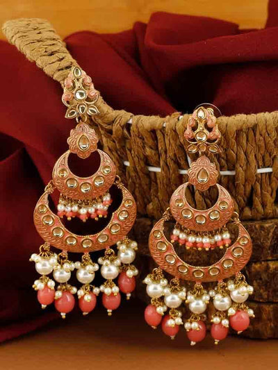 earrings - Bling Bag Coral Nehal Chaandbali Earrings