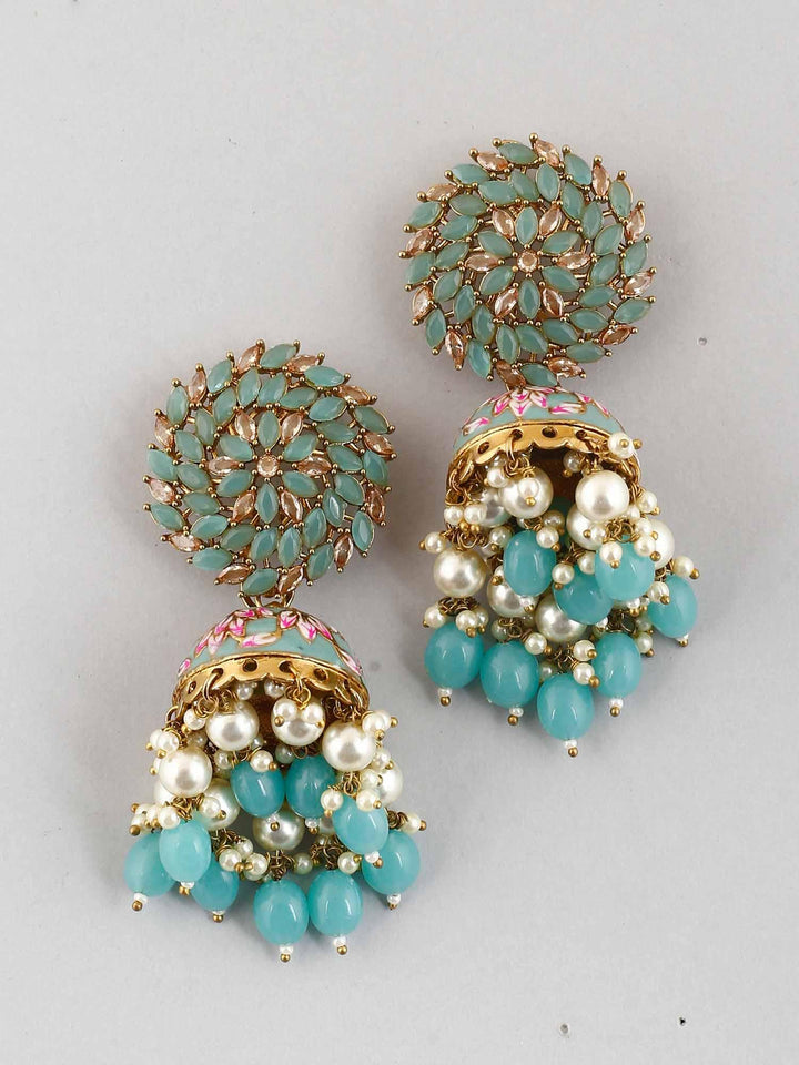 earrings - Bling Bag Turquoise Jessi Jhumki Earrings