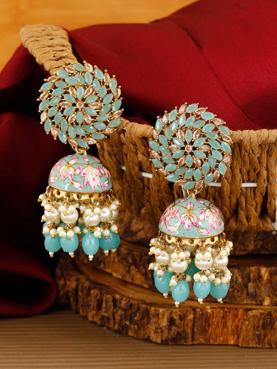 earrings - Bling Bag Turquoise Jessi Jhumki Earrings