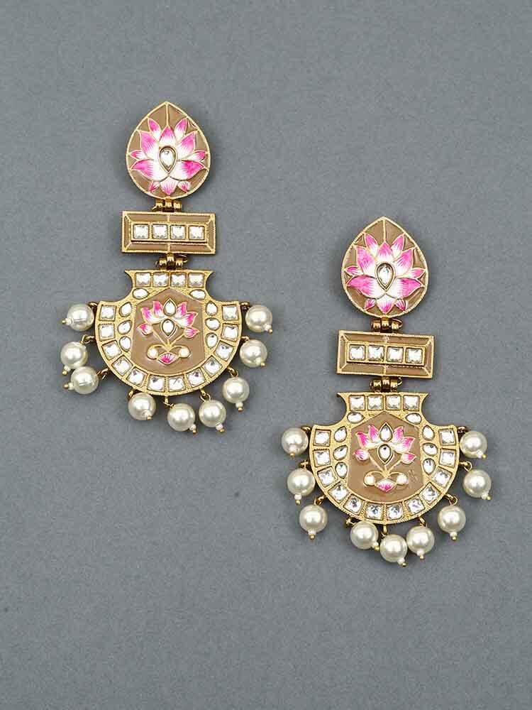 earrings - Bling Bag Brown Pankaj Designer Earrings