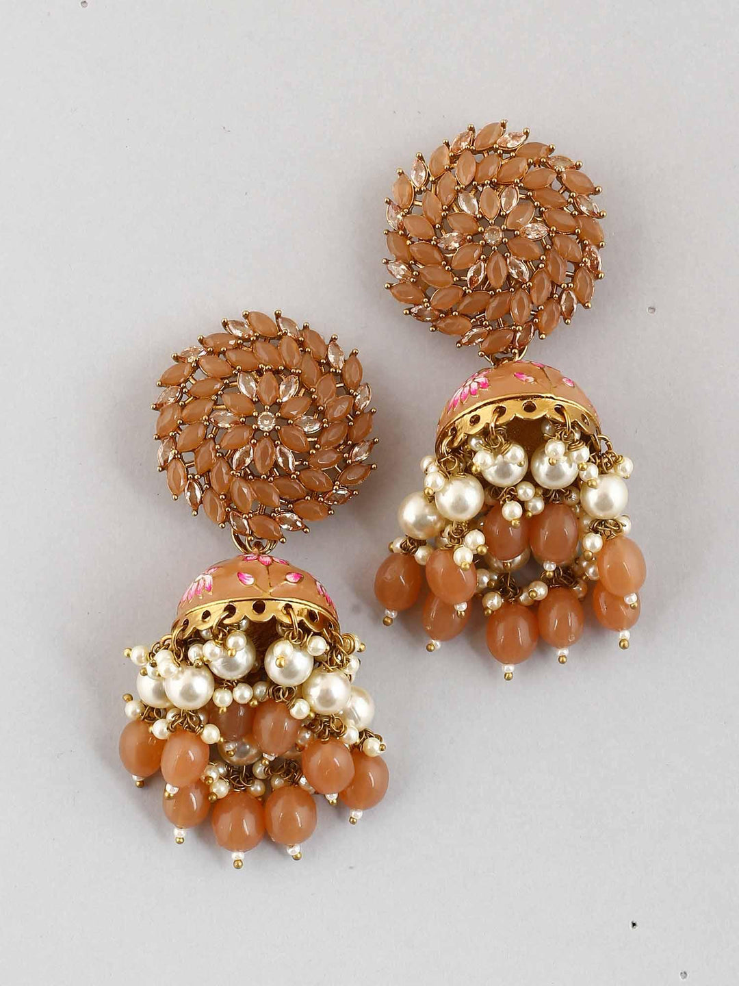 earrings - Bling Bag Brown Jessi Jhumki Earrings