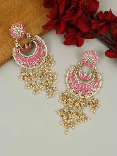 earrings - Bling Bag Persian Pink Danish Chaandbali Earrings