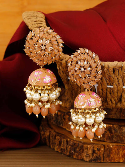 earrings - Bling Bag Brown Jessi Jhumki Earrings