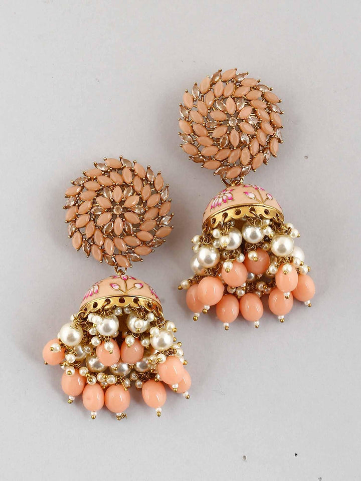 earrings - Bling Bag Peach Jessi Jhumki Earrings