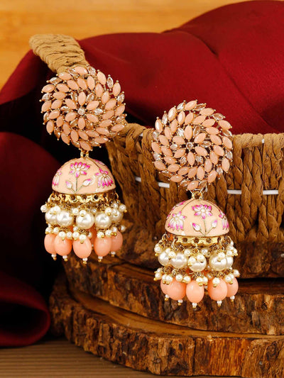 earrings - Bling Bag Peach Jessi Jhumki Earrings