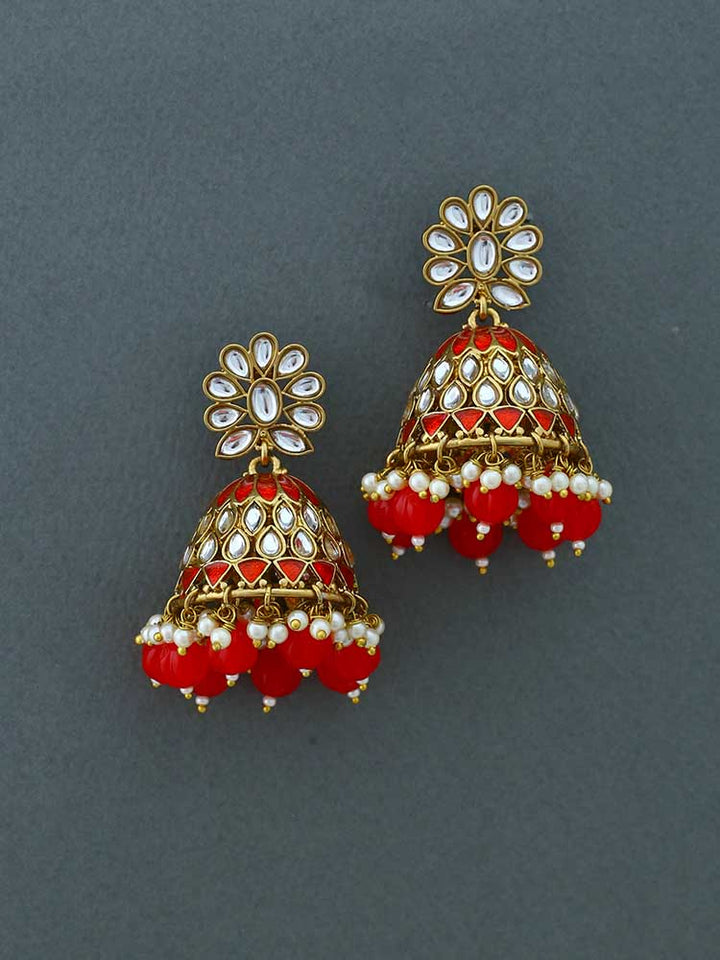 Red Manjira Jhumkis