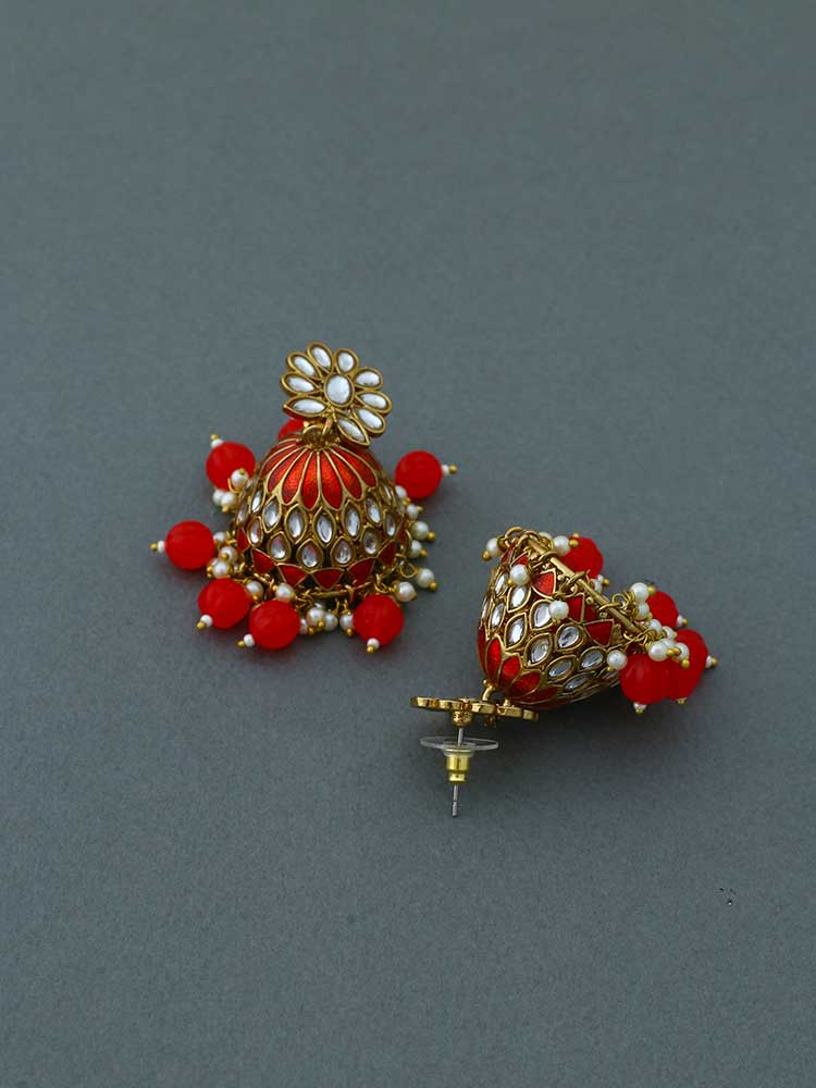 Red Manjira Jhumkis