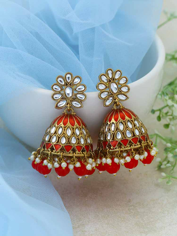 Red Manjira Jhumkis