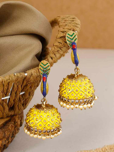 earrings - Bling Bag Lemon Shivika Jhumki Earrings