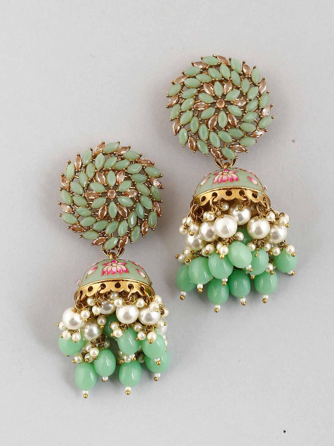 earrings - Bling Bag Mint Jessi Jhumki Earrings