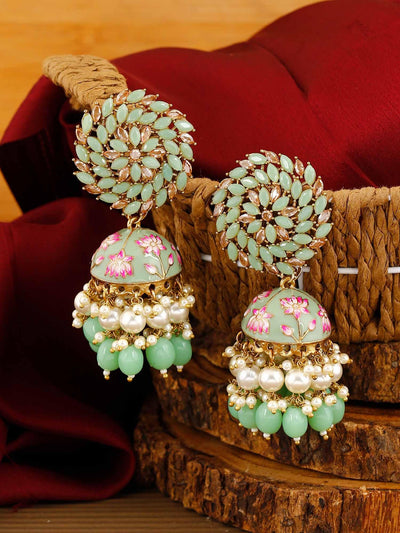 earrings - Bling Bag Mint Jessi Jhumki Earrings