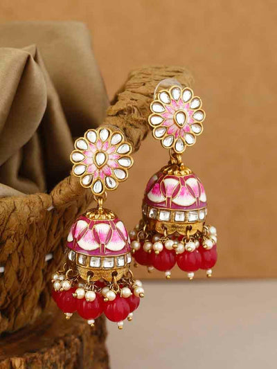 earrings - Bling Bag Ruby Delight Jhumki Earrings