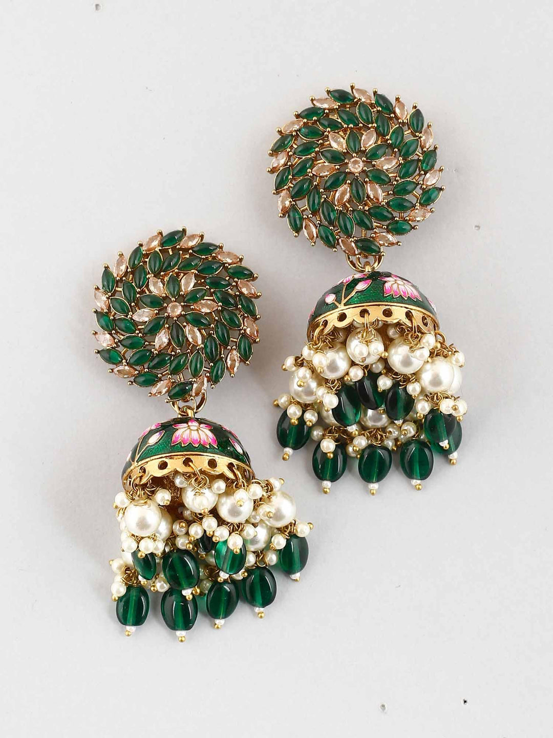 earrings - Bling Bag Emerald Jessi Jhumki Earrings