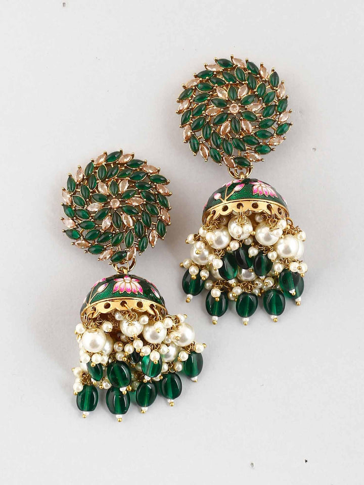 earrings - Bling Bag Emerald Jessi Jhumki Earrings