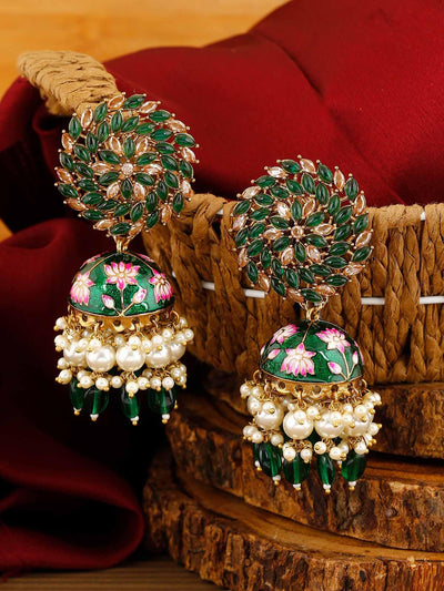 earrings - Bling Bag Emerald Jessi Jhumki Earrings